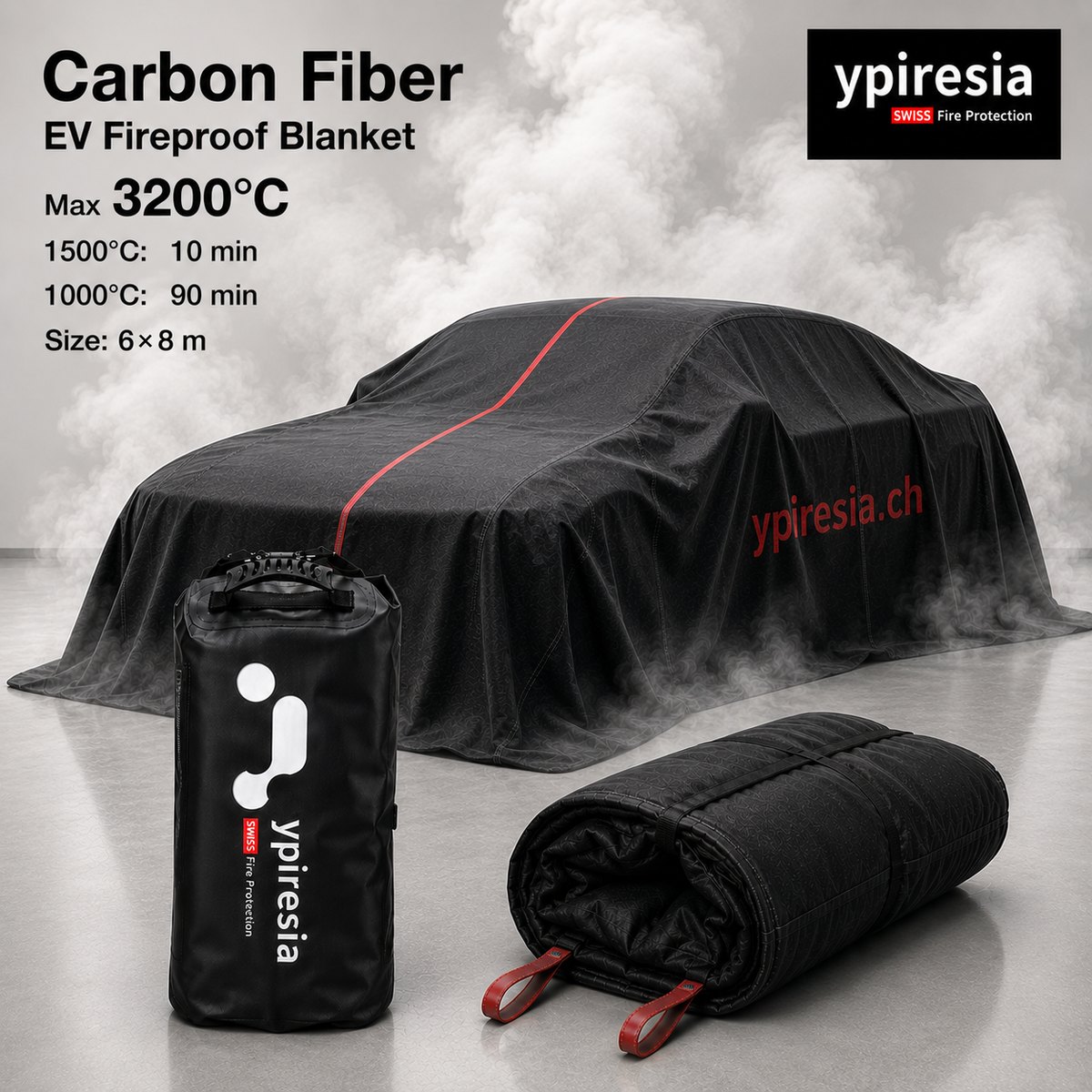 Y Pro CARBON 3K 6x8m – couverture anti-feu carbone véhicules